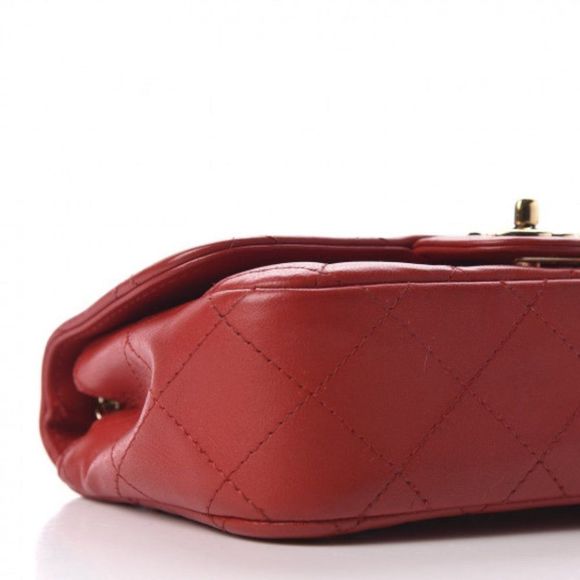 CHANEL CC Red Lambskin Quilted Extra Mini V For Victory Peace crossbody flap bag - Picture 8 of 11